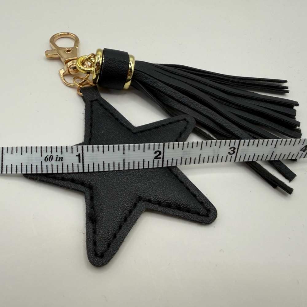 Black Star Keychain Bag Charm with Tassel NWT - Picture 5 of 5